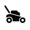 blck and white logo of lawnmower